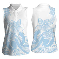 Polynesian Tribal Plumeria Lotu Tamaiti Women Sleeveless Polo Shirt Pastel Sky Blue - Polynesian Pride
