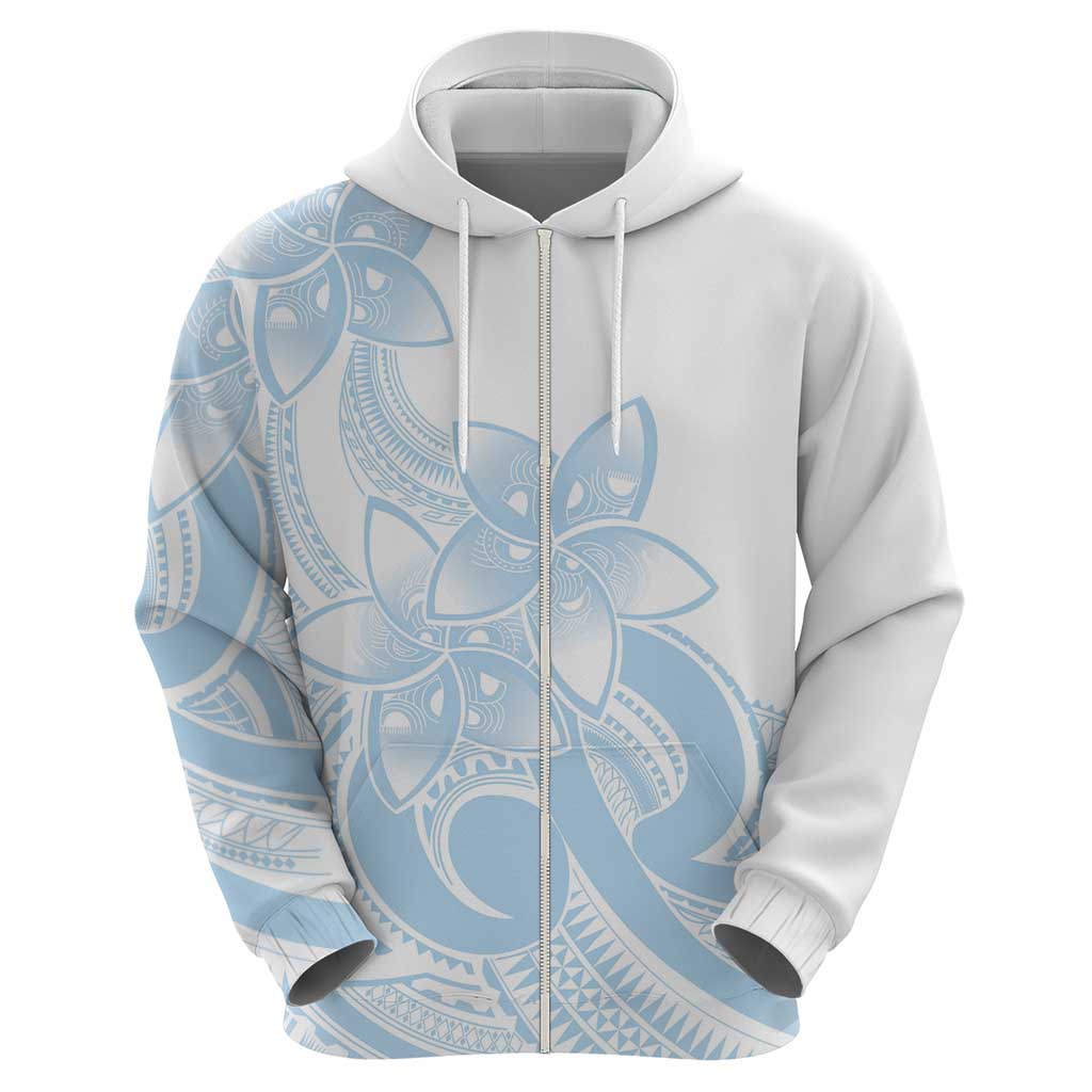 Polynesian Tribal Plumeria Lotu Tamaiti Zip Hoodie Pastel Sky Blue LT9 - Polynesian Pride