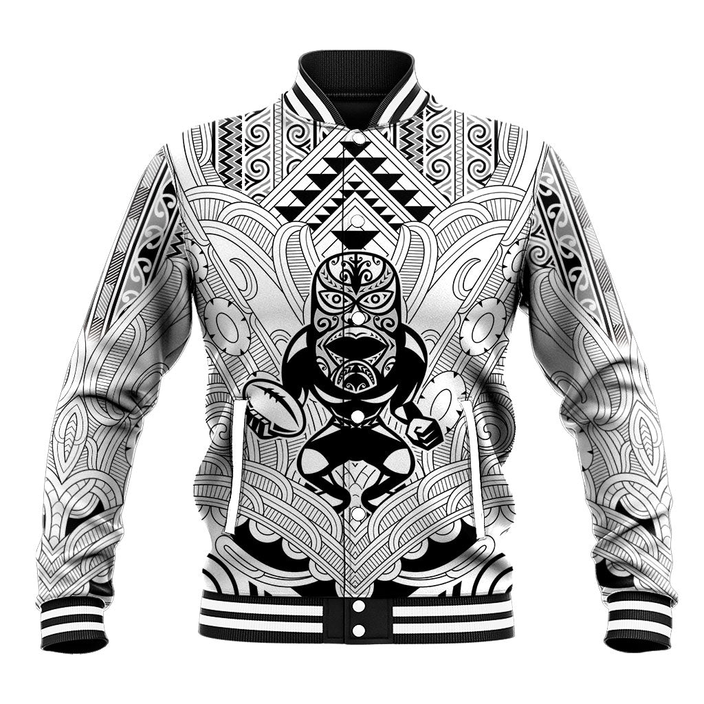 2026 Autumn Rugby Nations New Zealand Custom Baseball Jacket White Kowhaiwhai Maori Tribal Taniko Motif