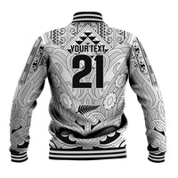 2026 Autumn Rugby Nations New Zealand Custom Baseball Jacket White Kowhaiwhai Maori Tribal Taniko Motif