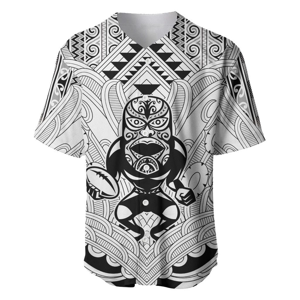 2026 Autumn Rugby Nations New Zealand Custom Baseball Jersey White Kowhaiwhai Maori Tribal Taniko Motif LT9 White - Polynesian Pride
