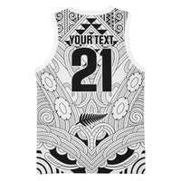2026 Autumn Rugby Nations New Zealand Custom Basketball Jersey White Kowhaiwhai Maori Tribal Taniko Motif