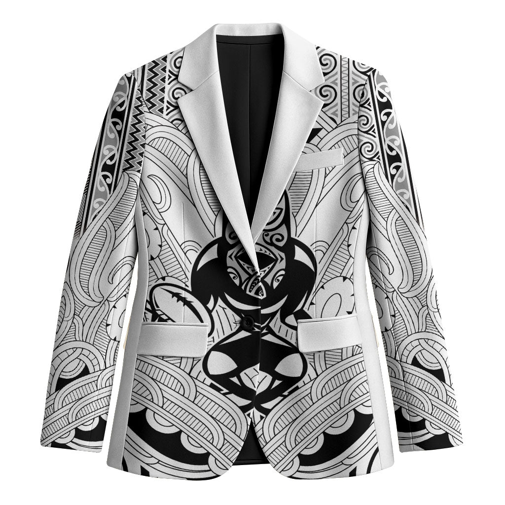 2026 Autumn Rugby Nations New Zealand Custom Blazer White Kowhaiwhai Maori Tribal Taniko Motif