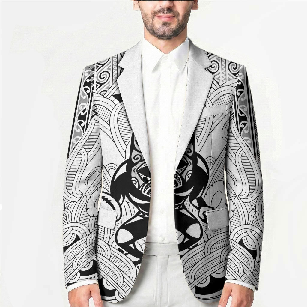 2026 Autumn Rugby Nations New Zealand Custom Blazer White Kowhaiwhai Maori Tribal Taniko Motif