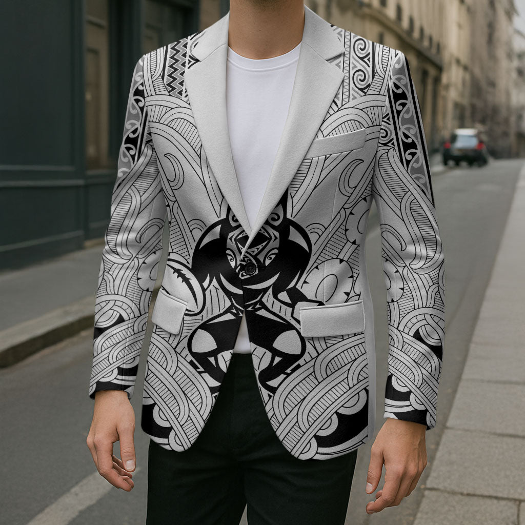 2026 Autumn Rugby Nations New Zealand Custom Blazer White Kowhaiwhai Maori Tribal Taniko Motif