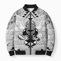 2026 Autumn Rugby Nations New Zealand Custom Bomber Puffer Jacket White Kowhaiwhai Maori Tribal Taniko Motif