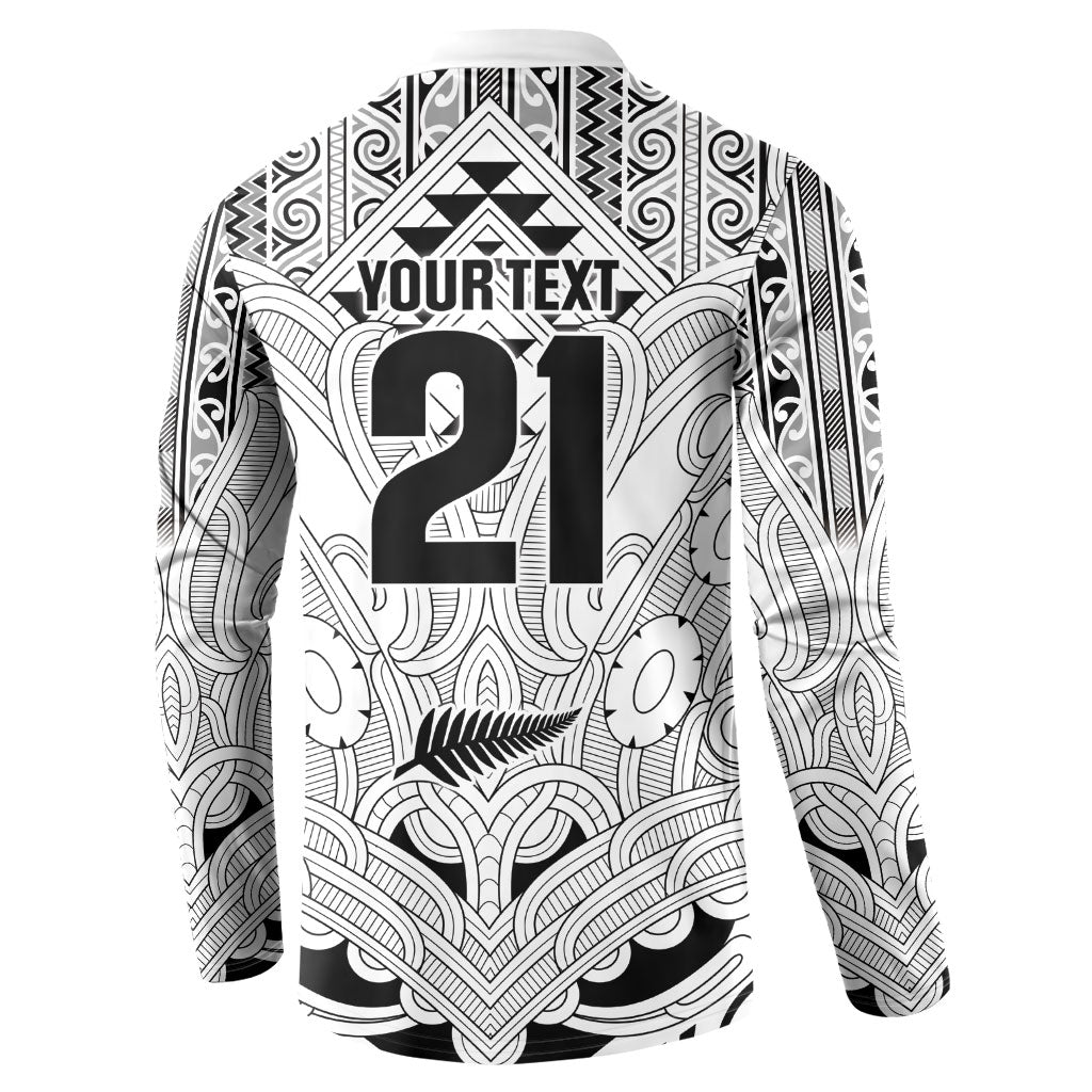 2026 Autumn Rugby Nations New Zealand Custom Button Sweatshirt White Kowhaiwhai Maori Tribal Taniko Motif