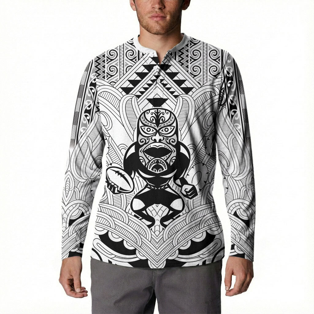 2026 Autumn Rugby Nations New Zealand Custom Button Sweatshirt White Kowhaiwhai Maori Tribal Taniko Motif
