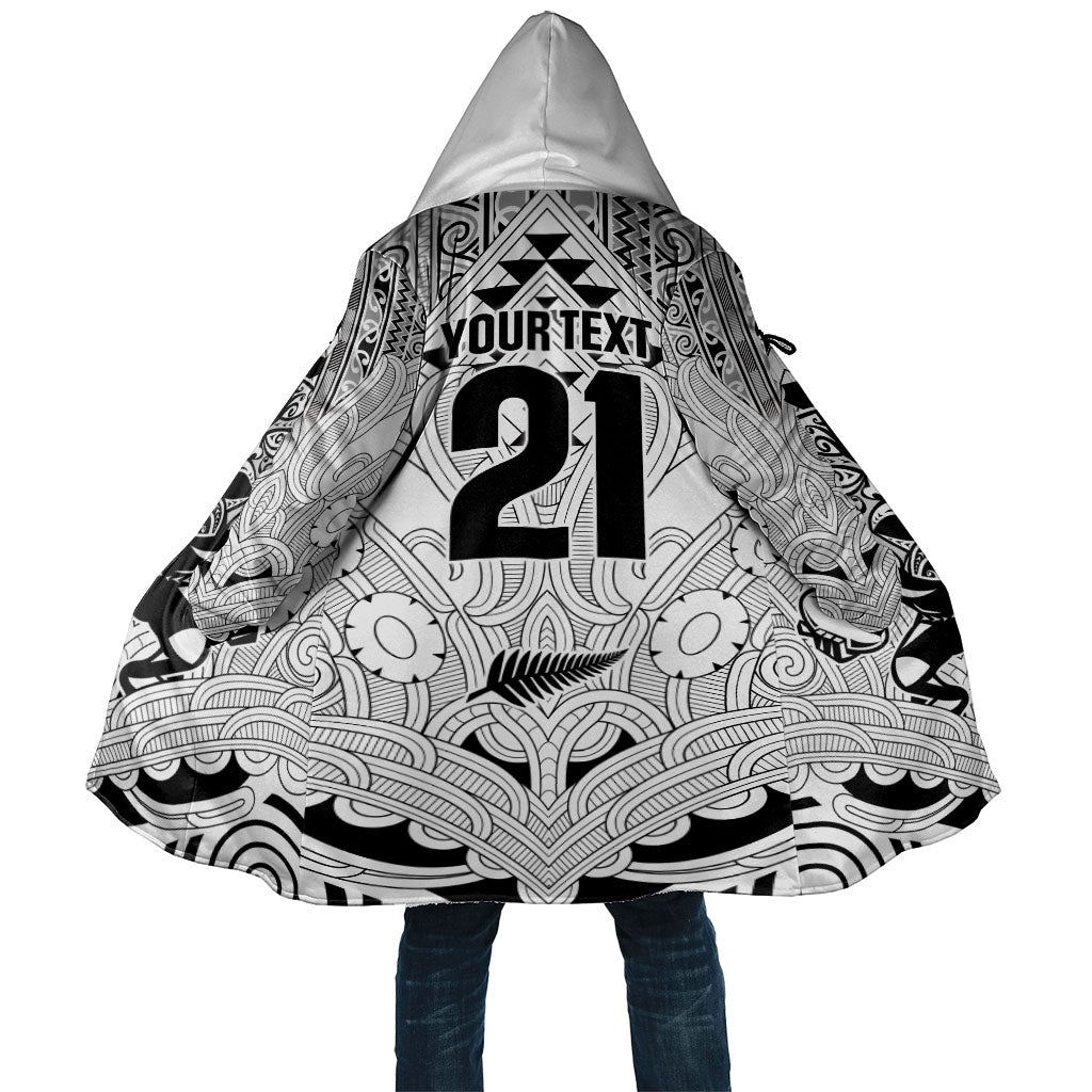 2026 Autumn Rugby Nations New Zealand Custom Cloak White Kowhaiwhai Maori Tribal Taniko Motif LT9 Unisex White - Polynesian Pride