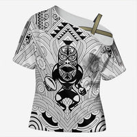 2026 Autumn Rugby Nations New Zealand Custom Cross Shoulder Shirt White Kowhaiwhai Maori Tribal Taniko Motif