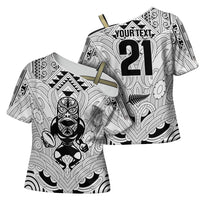 2026 Autumn Rugby Nations New Zealand Custom Cross Shoulder Shirt White Kowhaiwhai Maori Tribal Taniko Motif