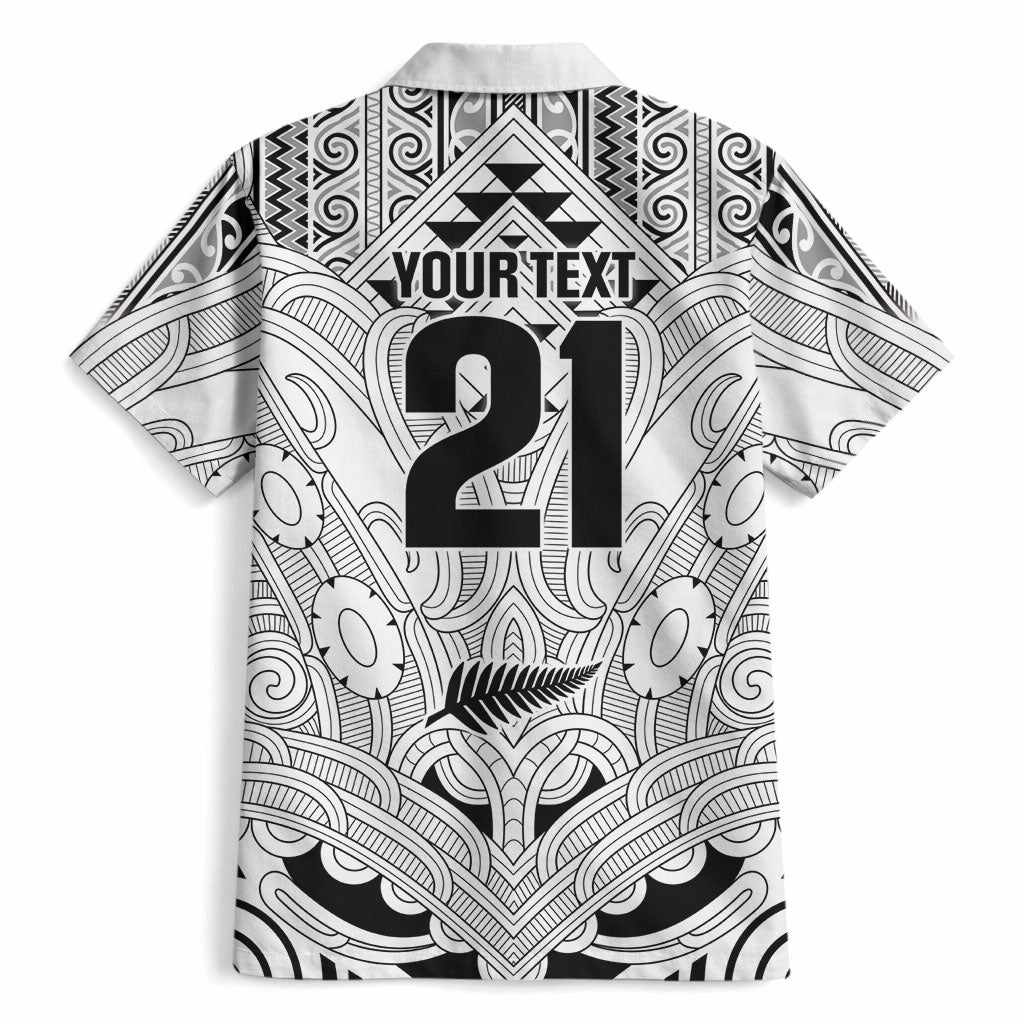 2026 Autumn Rugby Nations New Zealand Custom Hawaiian Shirt White Kowhaiwhai Maori Tribal Taniko Motif