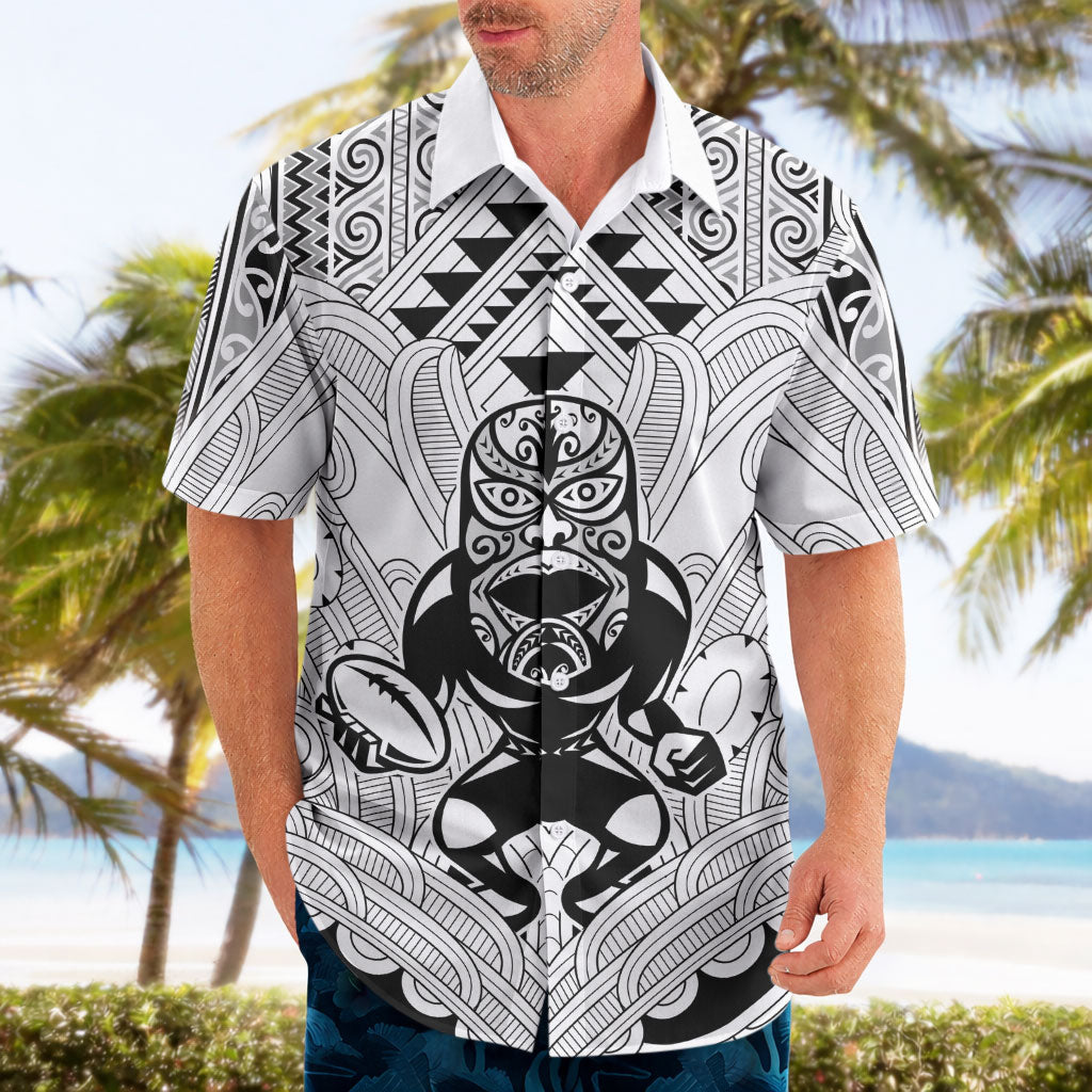 2026 Autumn Rugby Nations New Zealand Custom Hawaiian Shirt White Kowhaiwhai Maori Tribal Taniko Motif
