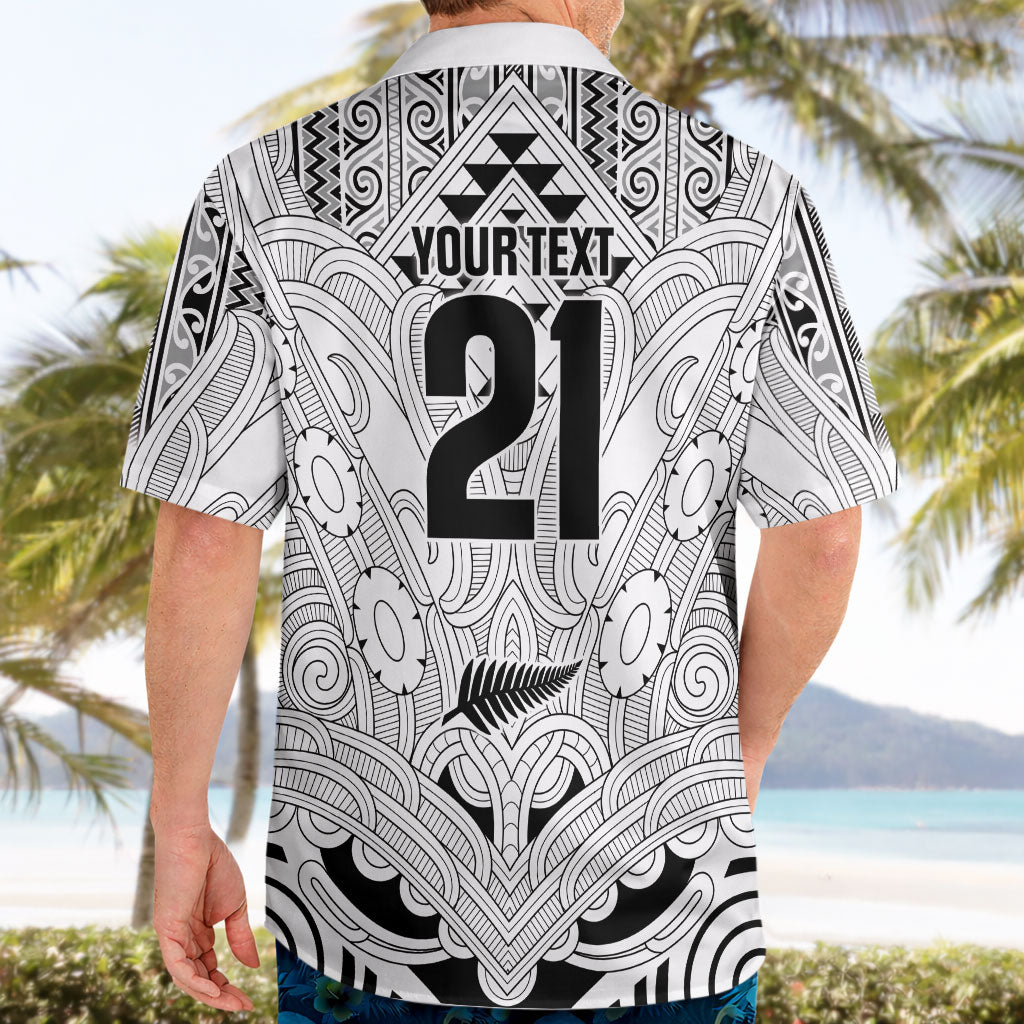 2026 Autumn Rugby Nations New Zealand Custom Hawaiian Shirt White Kowhaiwhai Maori Tribal Taniko Motif