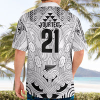 2026 Autumn Rugby Nations New Zealand Custom Hawaiian Shirt White Kowhaiwhai Maori Tribal Taniko Motif