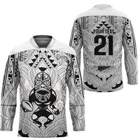 2026 Autumn Rugby Nations New Zealand Custom Hockey Jersey White Kowhaiwhai Maori Tribal Taniko Motif
