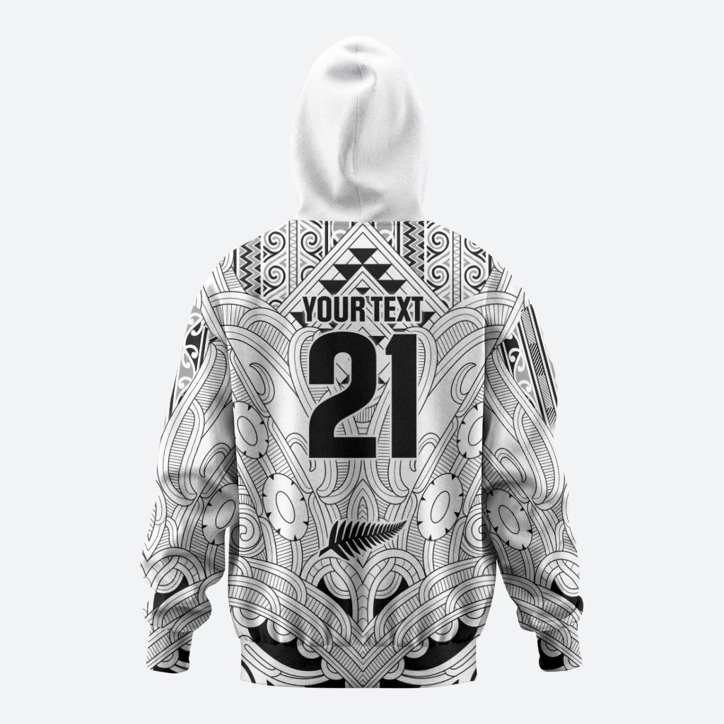 2026 Autumn Rugby Nations New Zealand Custom Hoodie White Kowhaiwhai Maori Tribal Taniko Motif