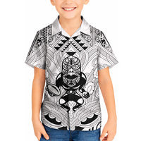 2026 Autumn Rugby Nations New Zealand Custom Kid Hawaiian Shirt White Kowhaiwhai Maori Tribal Taniko Motif