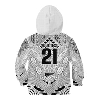 2026 Autumn Rugby Nations New Zealand Custom Kid Hoodie White Kowhaiwhai Maori Tribal Taniko Motif