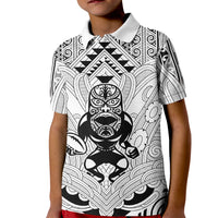 2026 Autumn Rugby Nations New Zealand Custom Kid Polo Shirt White Kowhaiwhai Maori Tribal Taniko Motif