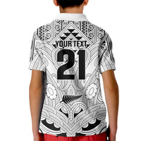 2026 Autumn Rugby Nations New Zealand Custom Kid Polo Shirt White Kowhaiwhai Maori Tribal Taniko Motif