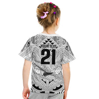 2026 Autumn Rugby Nations New Zealand Custom Kid T Shirt White Kowhaiwhai Maori Tribal Taniko Motif