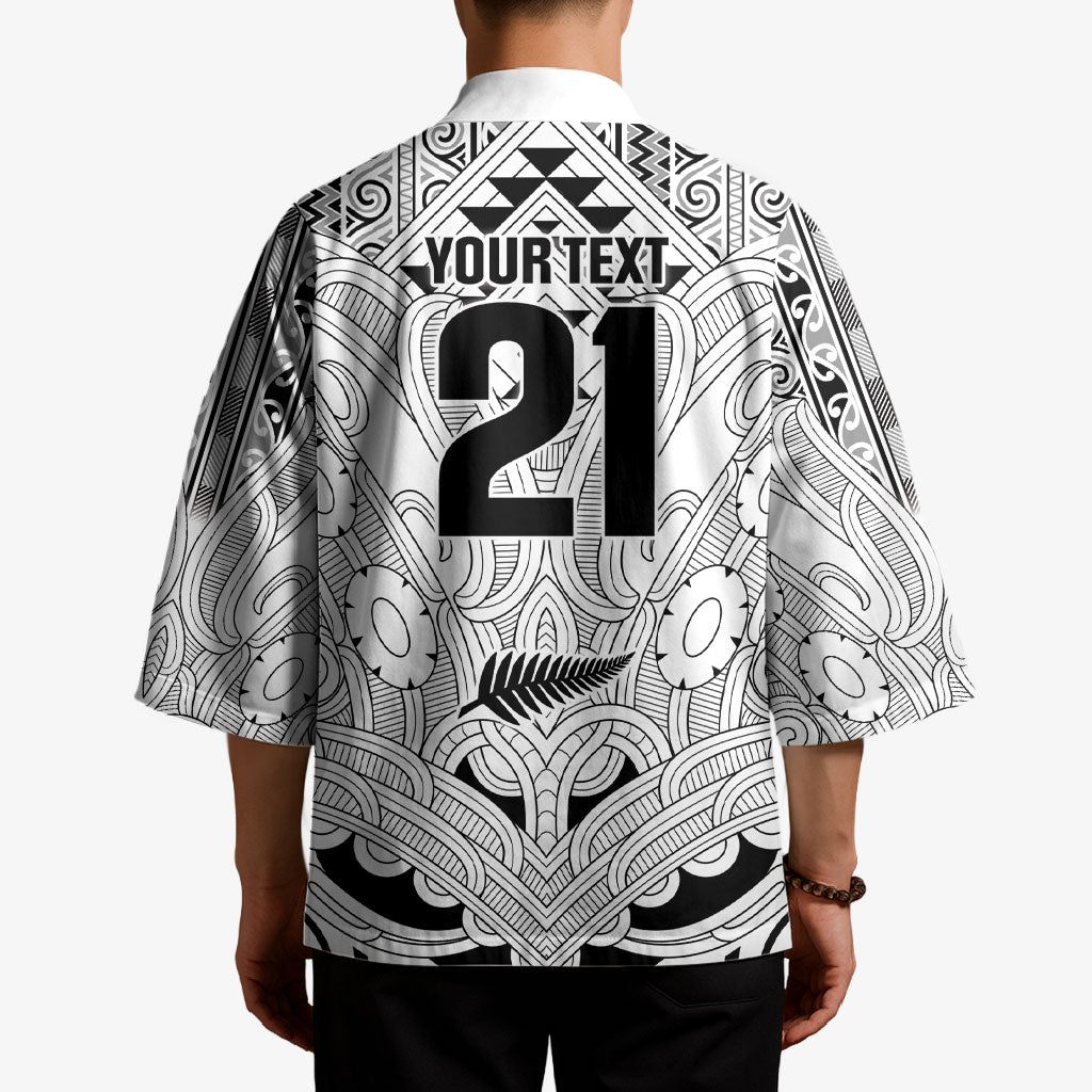 2026 Autumn Rugby Nations New Zealand Custom Kimono White Kowhaiwhai Maori Tribal Taniko Motif