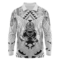 2026 Autumn Rugby Nations New Zealand Custom Long Sleeve Polo Shirt White Kowhaiwhai Maori Tribal Taniko Motif