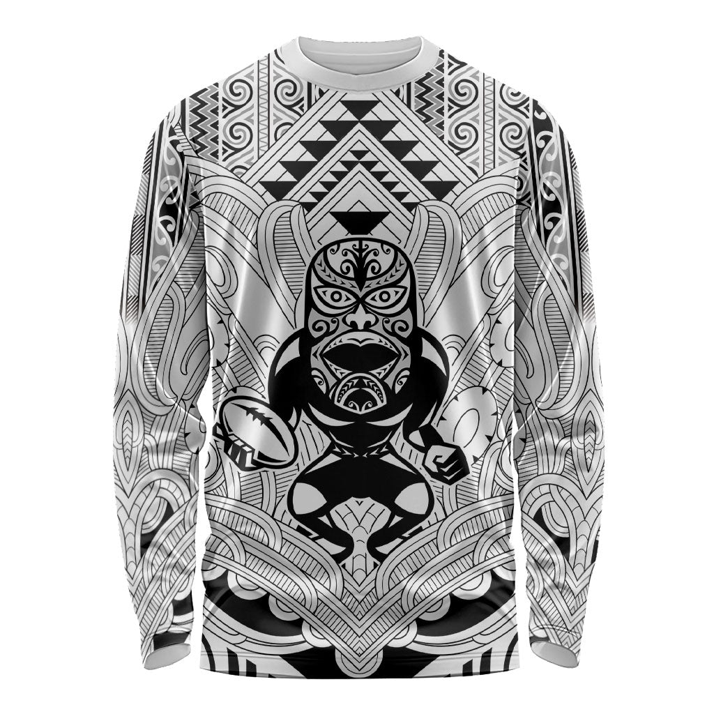 2026 Autumn Rugby Nations New Zealand Custom Long Sleeve Shirt White Kowhaiwhai Maori Tribal Taniko Motif