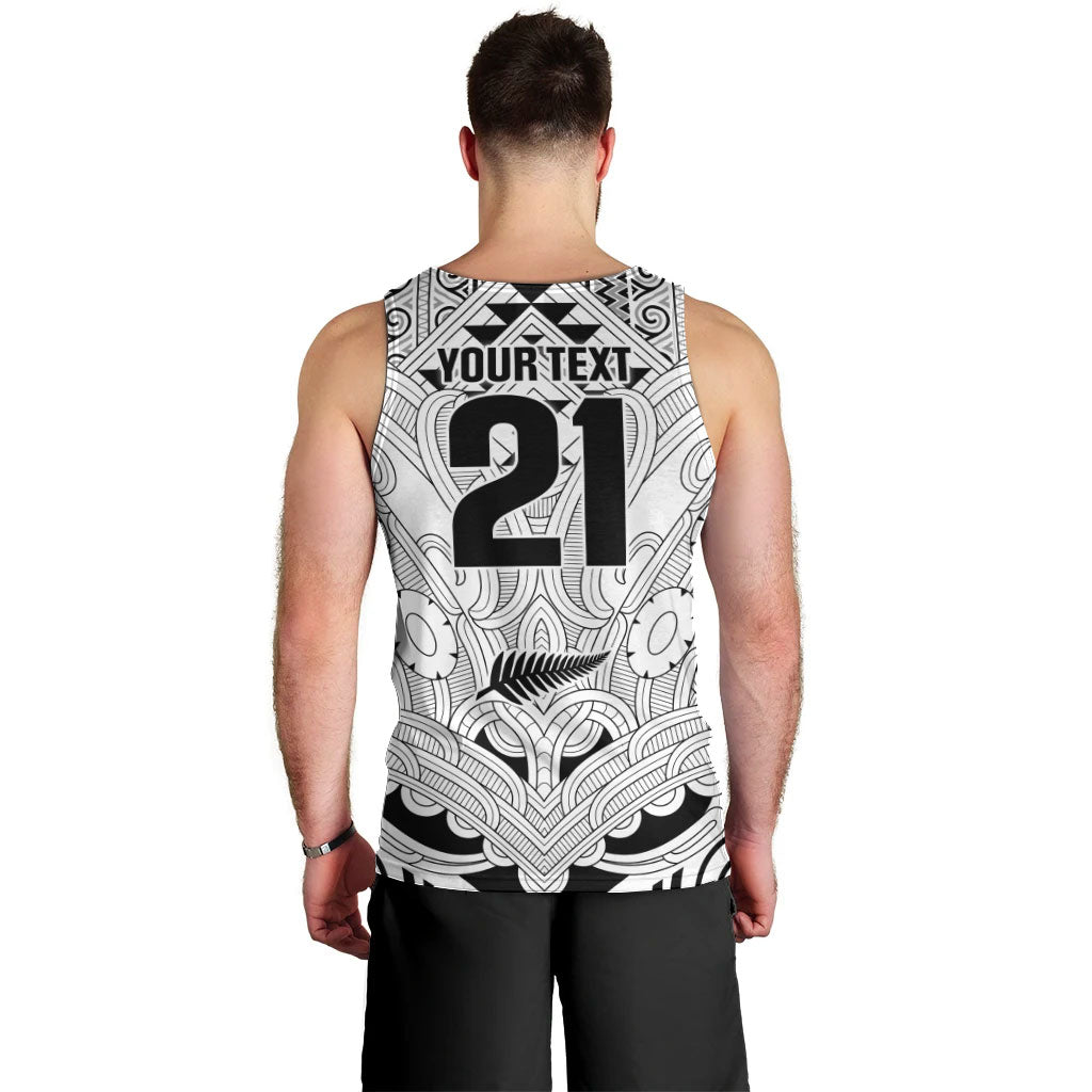 2026 Autumn Rugby Nations New Zealand Custom Men Tank Top White Kowhaiwhai Maori Tribal Taniko Motif