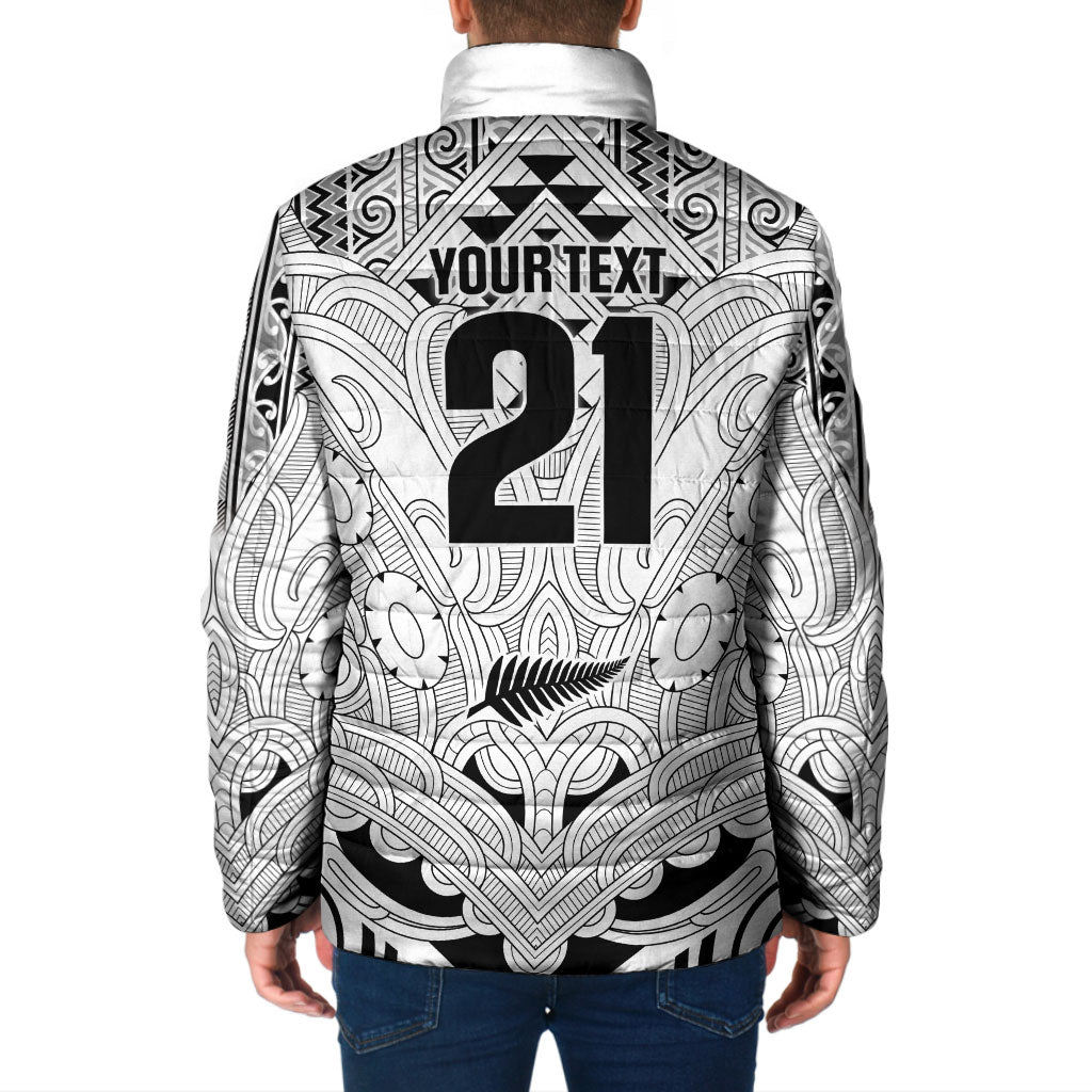 2026 Autumn Rugby Nations New Zealand Custom Padded Jacket White Kowhaiwhai Maori Tribal Taniko Motif