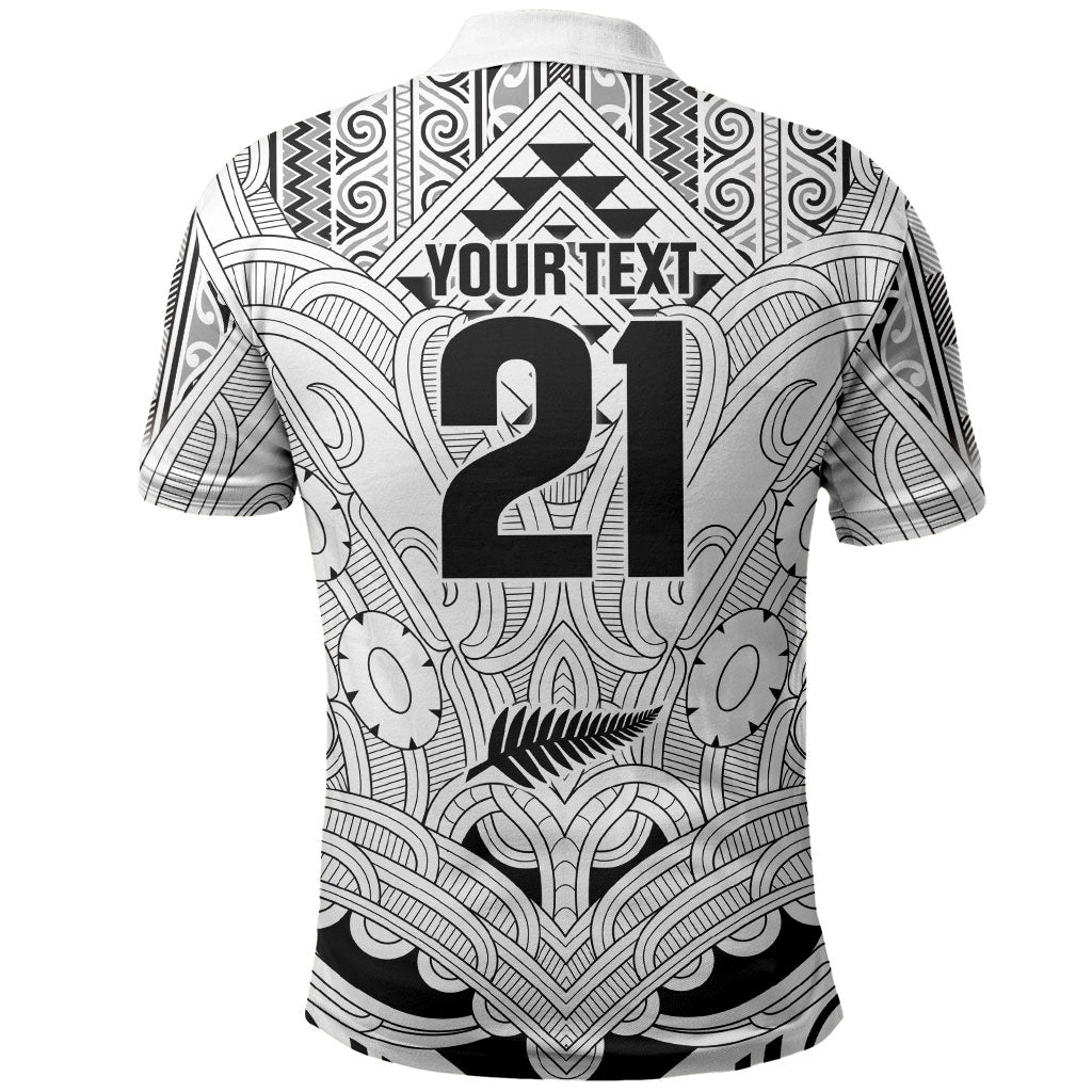 2026 Autumn Rugby Nations New Zealand Custom Polo Shirt White Kowhaiwhai Maori Tribal Taniko Motif