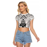 2026 Autumn Rugby Nations New Zealand Custom Raglan Cropped T Shirt White Kowhaiwhai Maori Tribal Taniko Motif