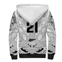 2026 Autumn Rugby Nations New Zealand Custom Sherpa Hoodie White Kowhaiwhai Maori Tribal Taniko Motif