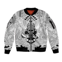 2026 Autumn Rugby Nations New Zealand Custom Sleeve Zip Bomber Jacket White Kowhaiwhai Maori Tribal Taniko Motif