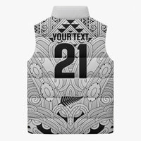 2026 Autumn Rugby Nations New Zealand Custom Sleeveless Puffer Jacket White Kowhaiwhai Maori Tribal Taniko Motif