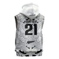 2026 Autumn Rugby Nations New Zealand Custom Sleeveless Zip Hoodie White Kowhaiwhai Maori Tribal Taniko Motif