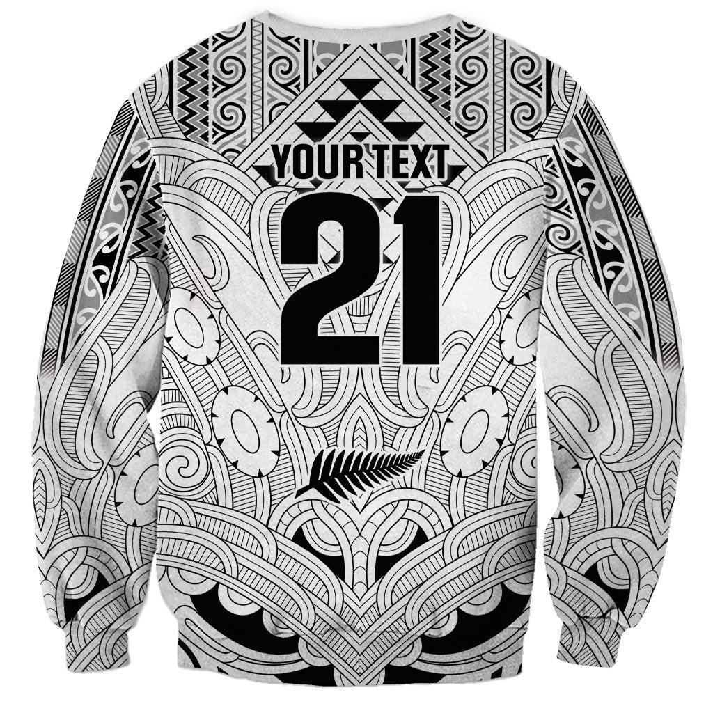 2026 Autumn Rugby Nations New Zealand Custom Sweatshirt White Kowhaiwhai Maori Tribal Taniko Motif