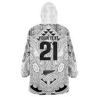 2026 Autumn Rugby Nations New Zealand Custom Wearable Blanket Hoodie White Kowhaiwhai Maori Tribal Taniko Motif