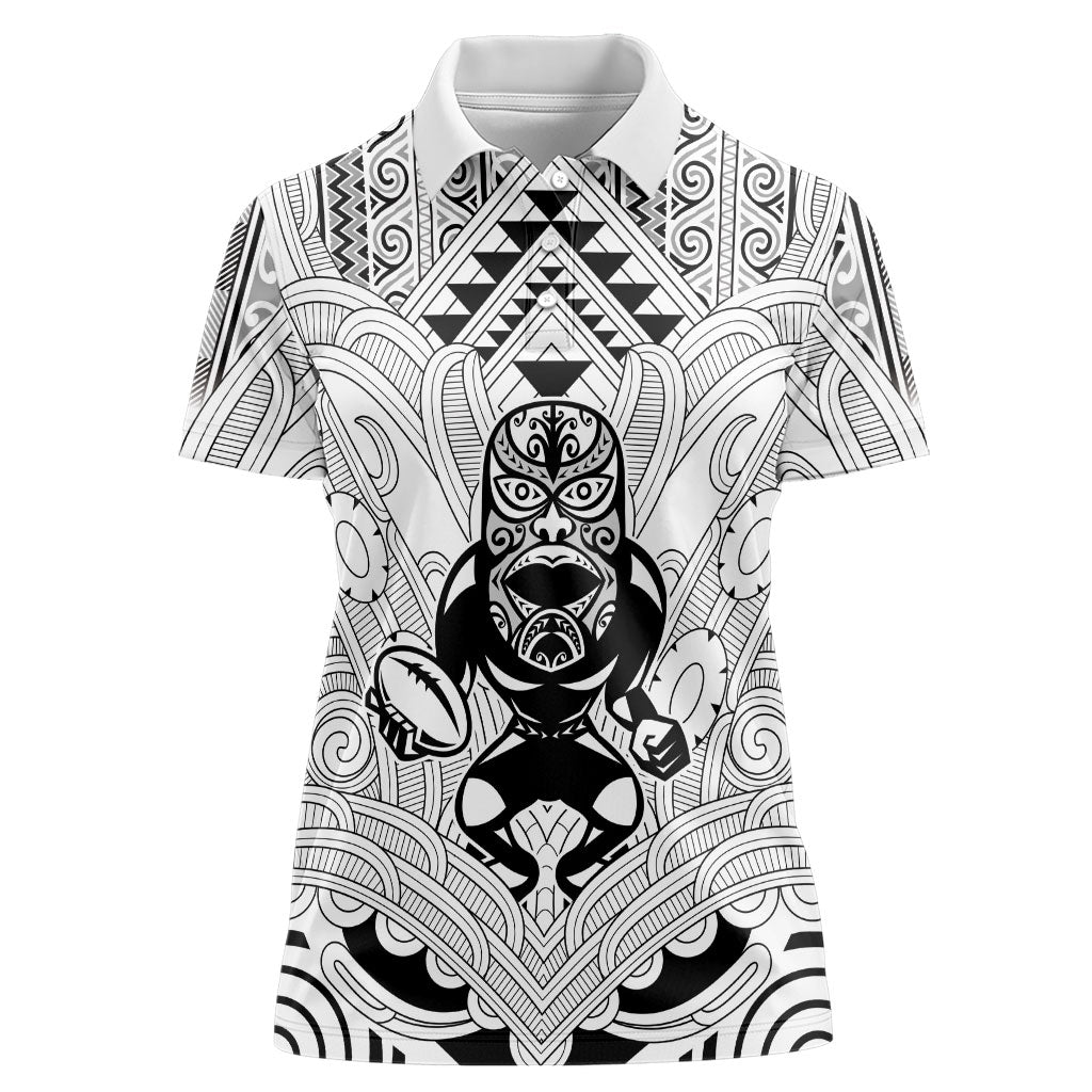2026 Autumn Rugby Nations New Zealand Custom Women Polo Shirt White Kowhaiwhai Maori Tribal Taniko Motif LT9 Female White - Polynesian Pride