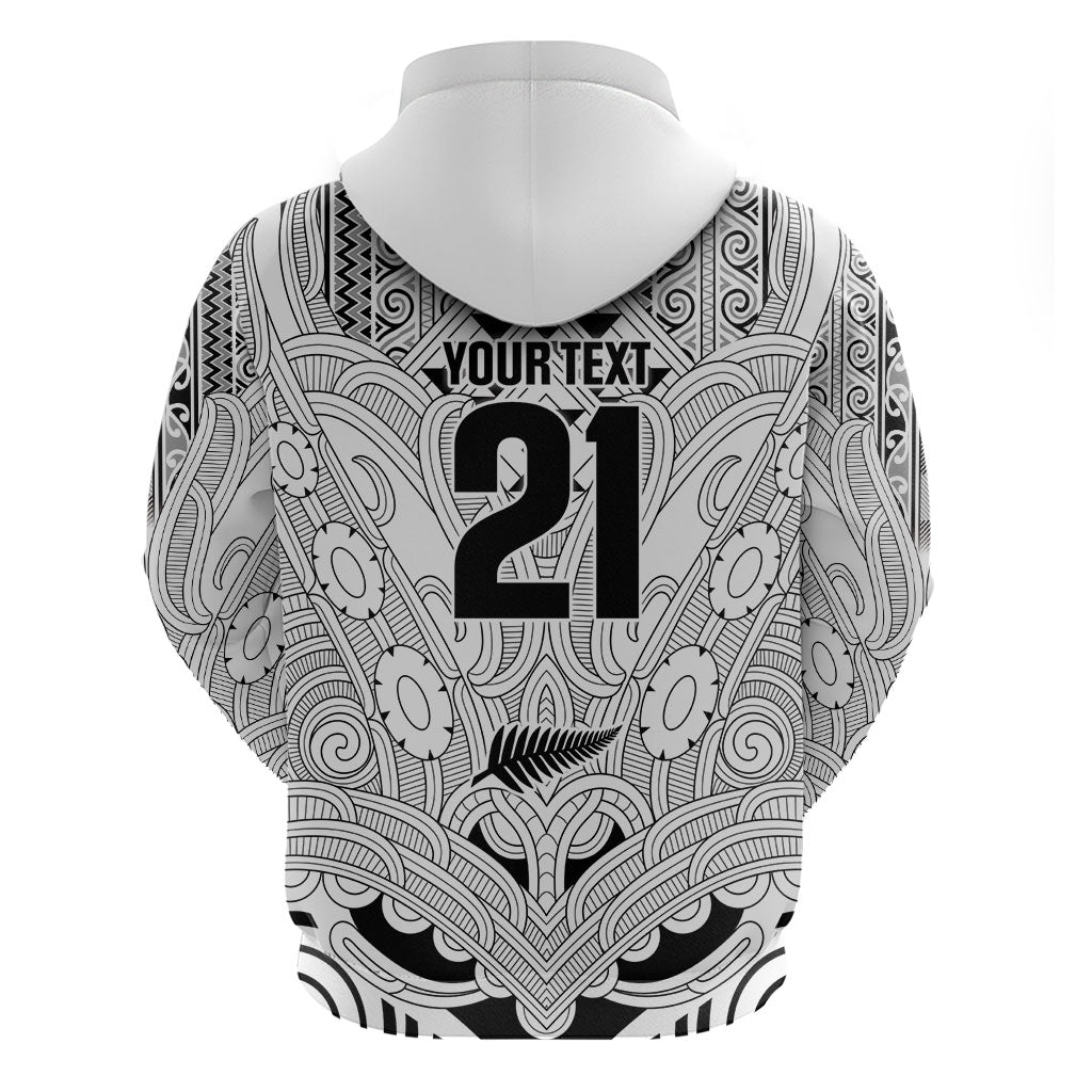 2026 Autumn Rugby Nations New Zealand Custom Zip Hoodie White Kowhaiwhai Maori Tribal Taniko Motif