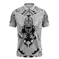 2026 Autumn Rugby Nations New Zealand Custom Zipper Polo Shirt White Kowhaiwhai Maori Tribal Taniko Motif