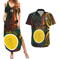 Personalised Shefa Day Couples Matching Summer Maxi Dress and Hawaiian Shirt Happy June 18 Vanuatu Province