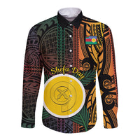 Personalised Shefa Day Long Sleeve Button Shirt Happy June 18 Vanuatu Province
