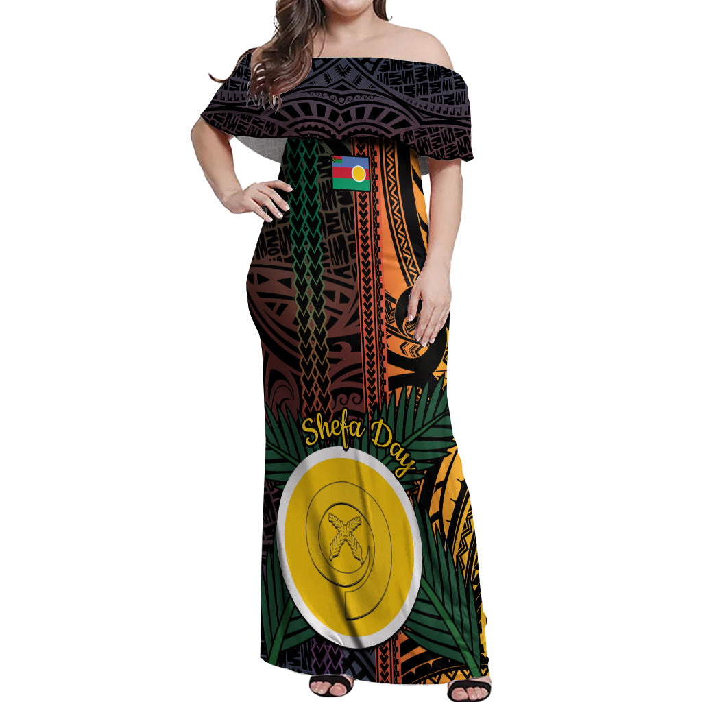 Personalised Shefa Day Off Shoulder Maxi Dress Happy June 18 Vanuatu Province