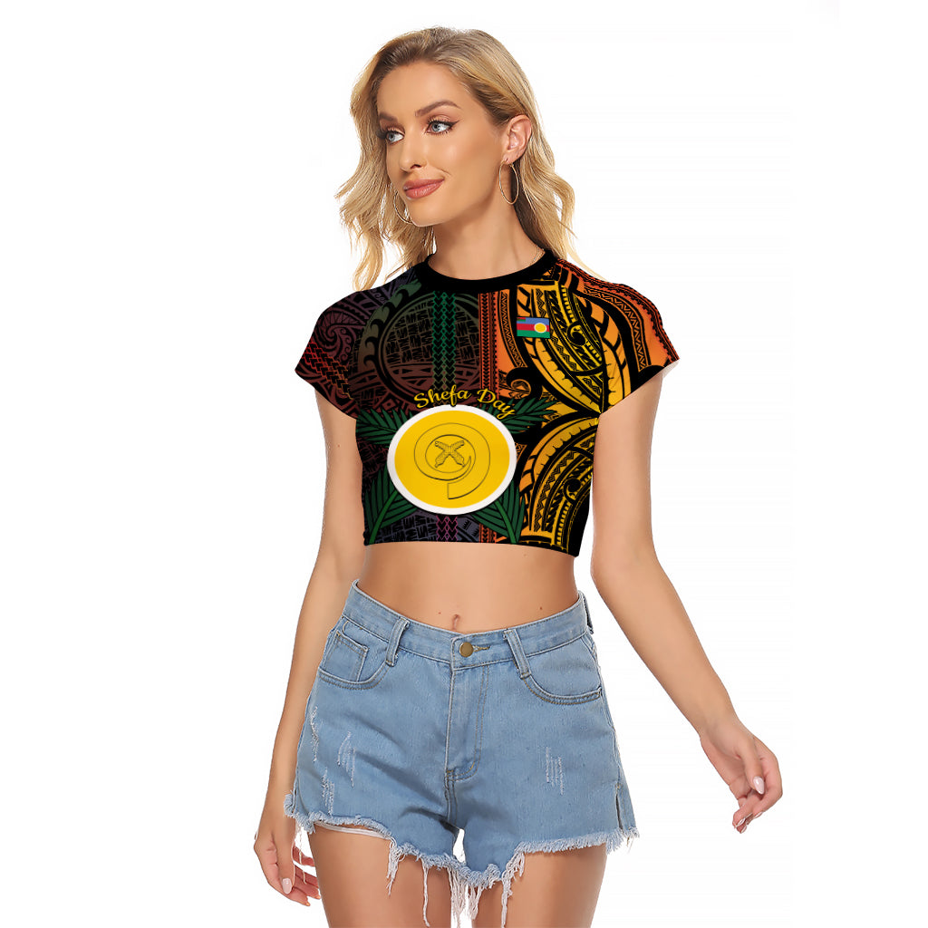 Personalised Shefa Day Raglan Cropped T Shirt Happy June 18 Vanuatu Province