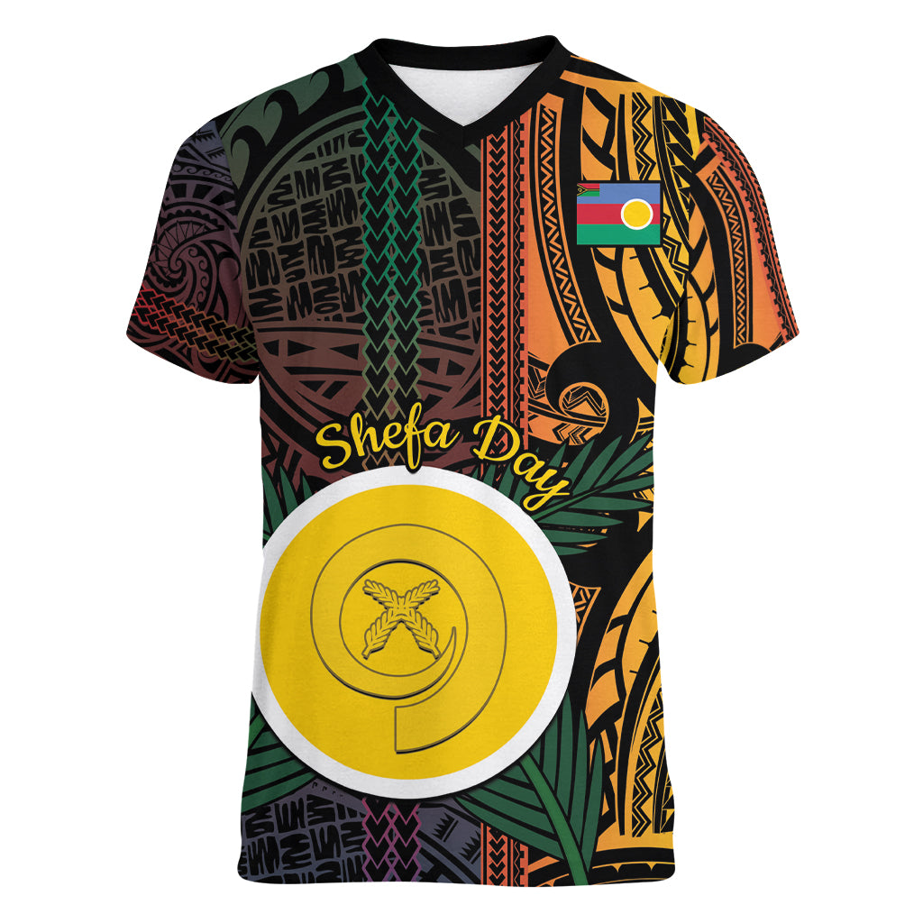 Personalised Shefa Day Women V-Neck T-Shirt Happy June 18 Vanuatu Province