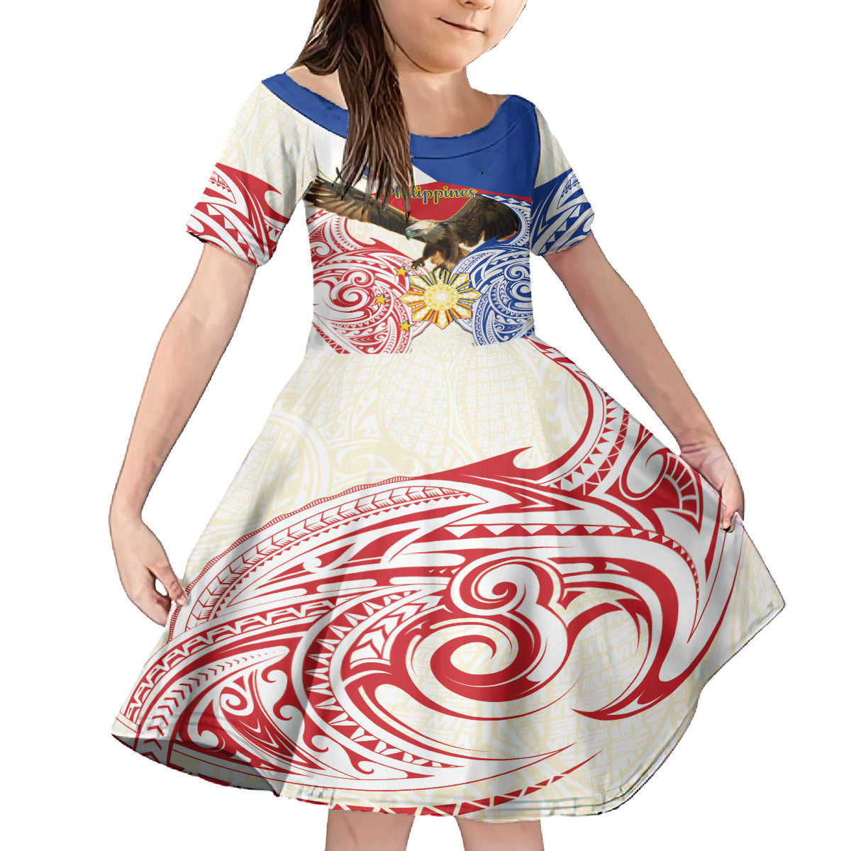 Philippines Independence Day Kid Short Sleeve Dress Pilipinas Eagle 126th Anniversary