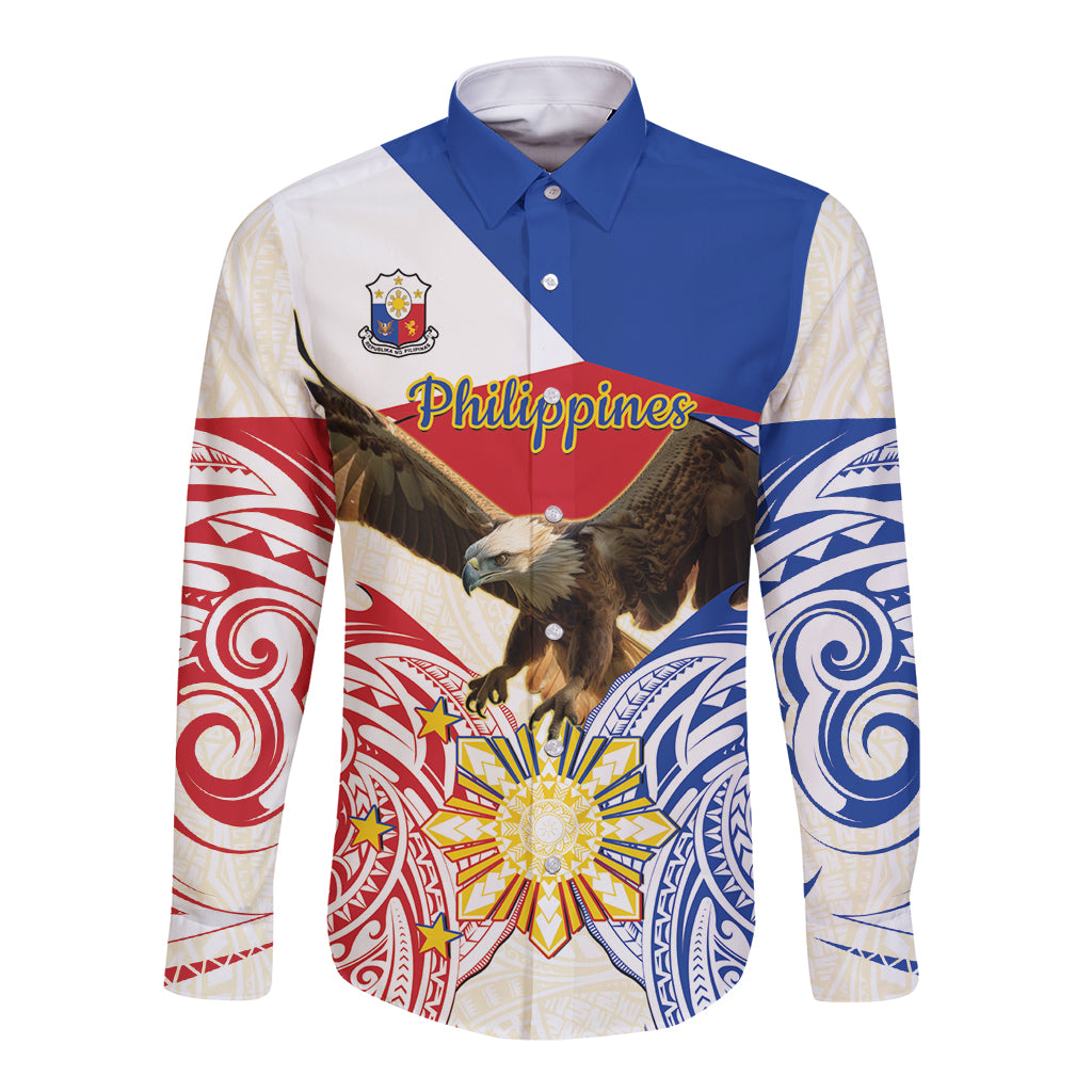 Philippines Independence Day Long Sleeve Button Shirt Pilipinas Eagle 126th Anniversary LT14 Unisex Blue - Polynesian Pride