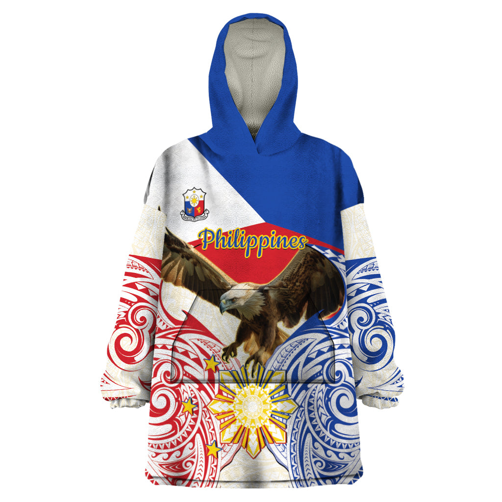 Philippines Independence Day Wearable Blanket Hoodie Pilipinas Eagle 126th Anniversary LT14 One Size Blue - Polynesian Pride